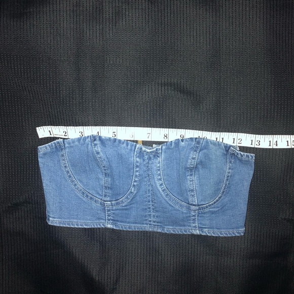 FASHION NOVA Crop TubeTop Bralet Blue Denim Jean - Picture 9 of 11